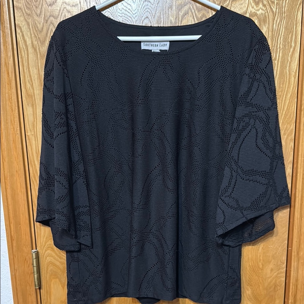 Southern Lady Black Flutter Sleeve Blouse